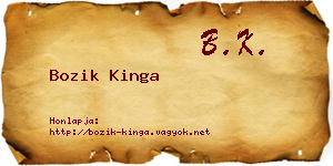 Bozik Kinga névjegykártya